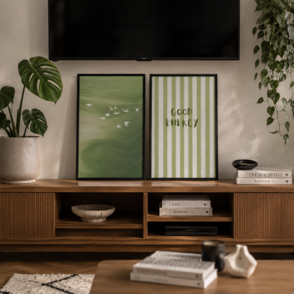 Green Aesthetic Wall Frames (Set of 2 – 8x12) | Minimal & Nature Wall Decor Pakistan