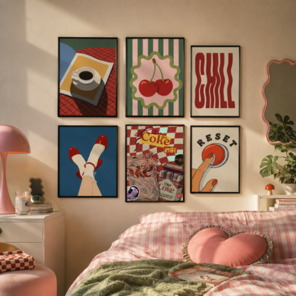 Girly Pop Aesthetic Tile Frame Set (6 Pieces) Room Decor Pakistan